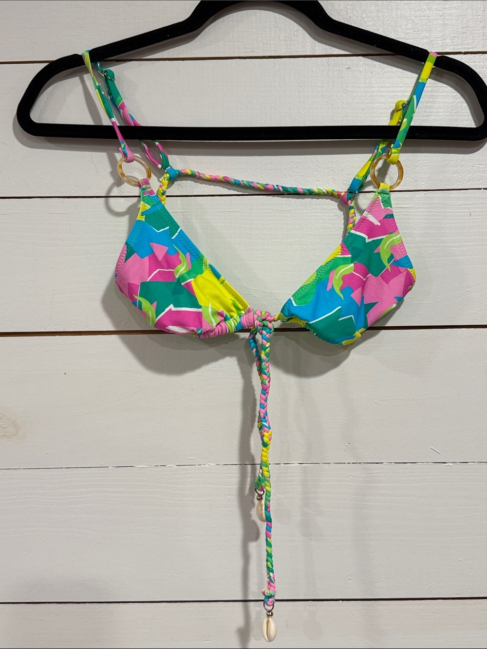 Blackbough Neon Multi-Color Triangle Bikini Top - Shell Charms